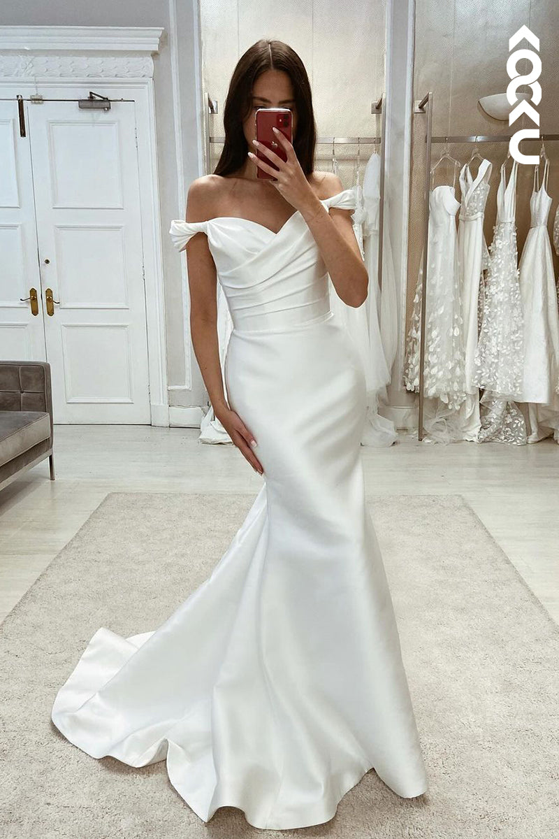 K1999 - Couture & Elegant Off-Shoulder Cap Sleeves Mermaid Wedding Dress