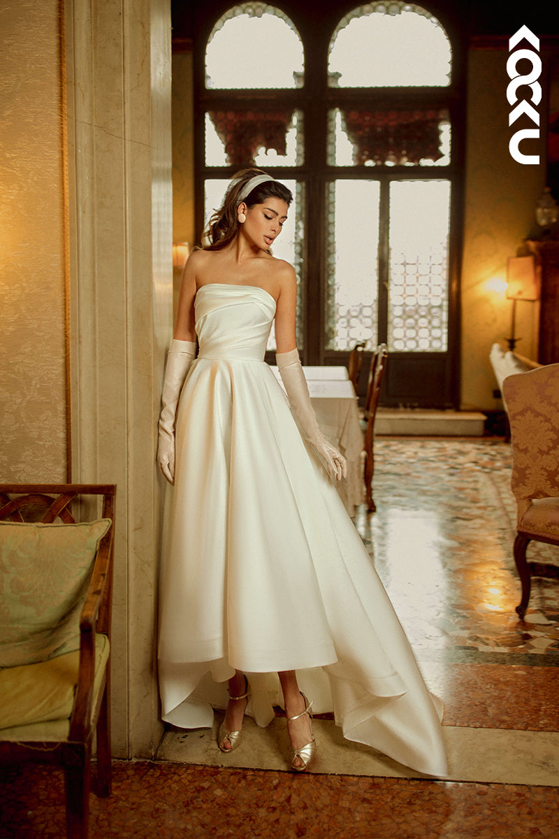 K1866 - Couture & Ornate Off-Shoulder A-Line Ruched Sleeveless Wedding Dress