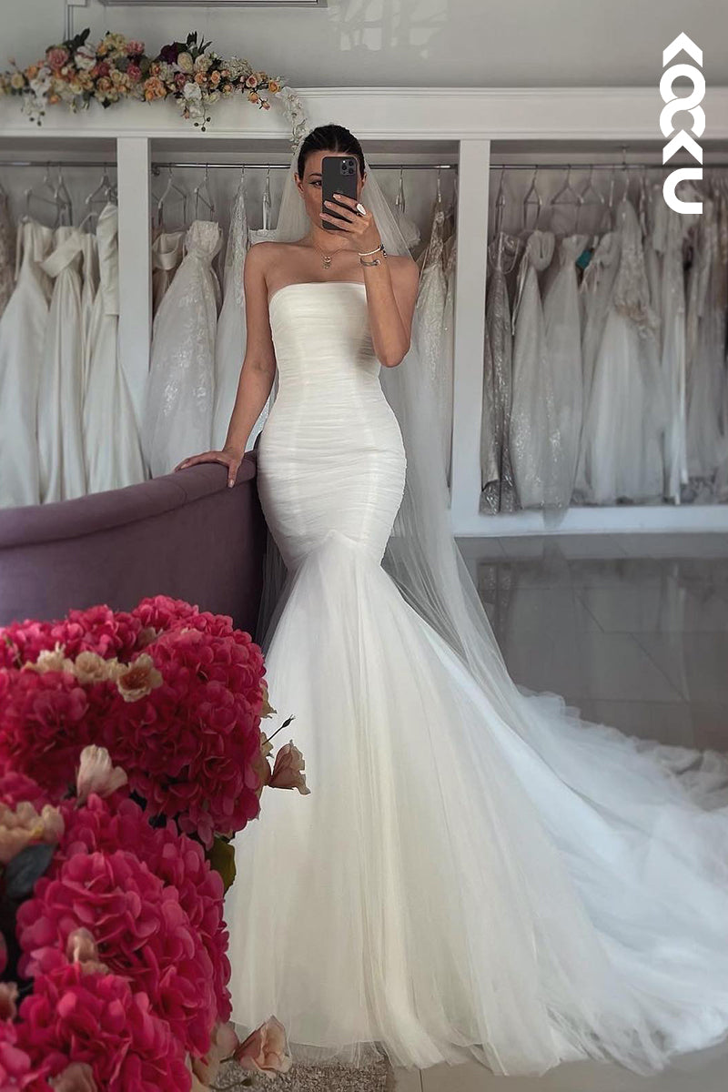 K2064 - Classic & Timeless Off-Shoulder Sleeveless Mermaid Wedding Dress