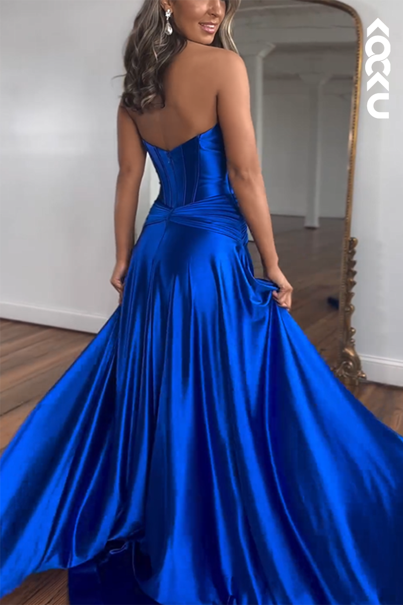 L2561 - Couture & Elegant Off-Shoulder Sleeveless A-Line Side Slit Formal Prom Dress