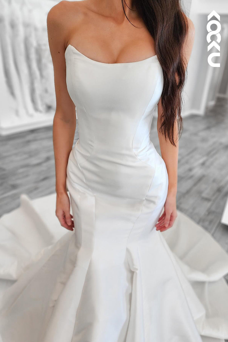 K2032 - Simple & Casual Scoop Sleeveless Mermaid Wedding Dress