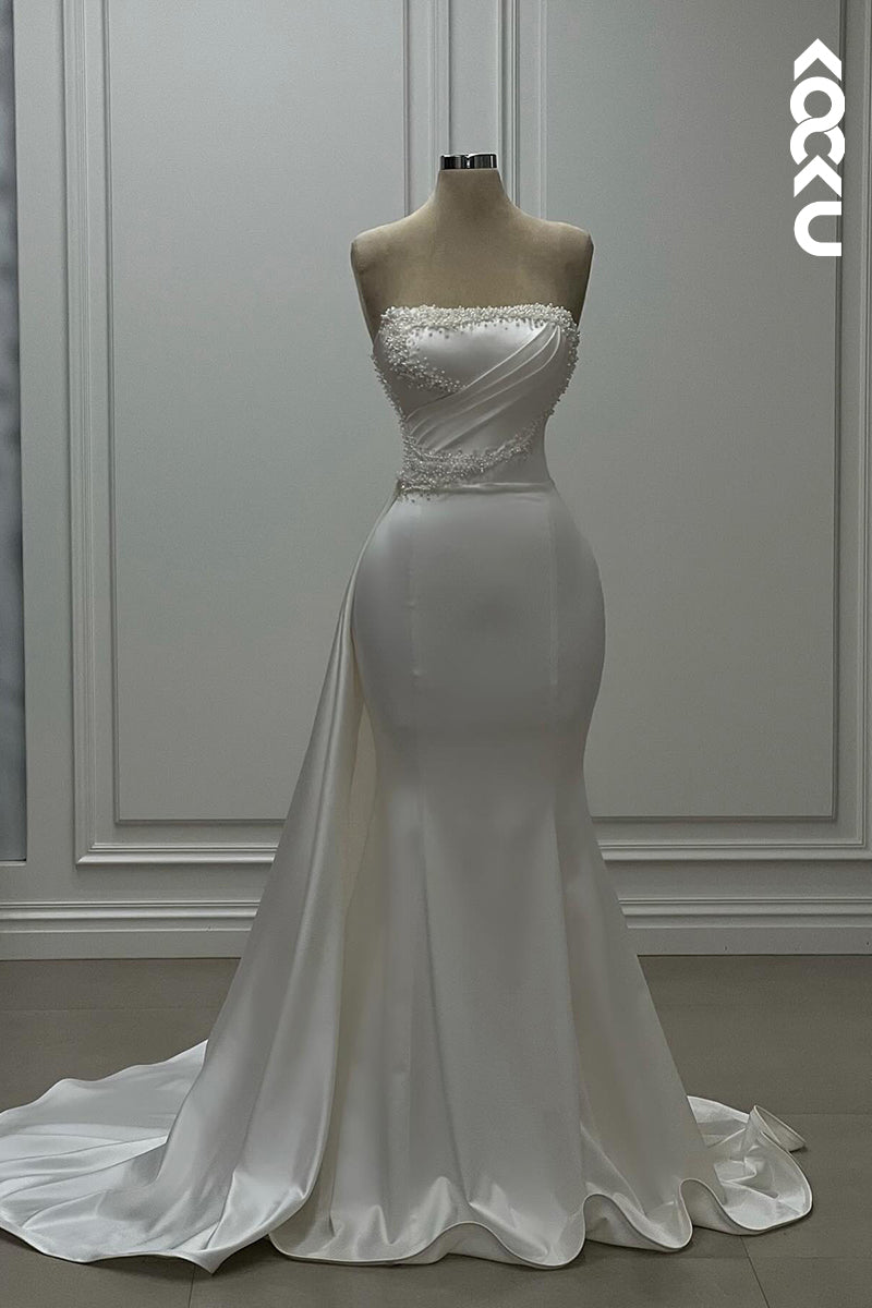 K2024 - Couture & Ornate Off-Shoulder Sleeveless Mermaid Beaded Wedding Dress