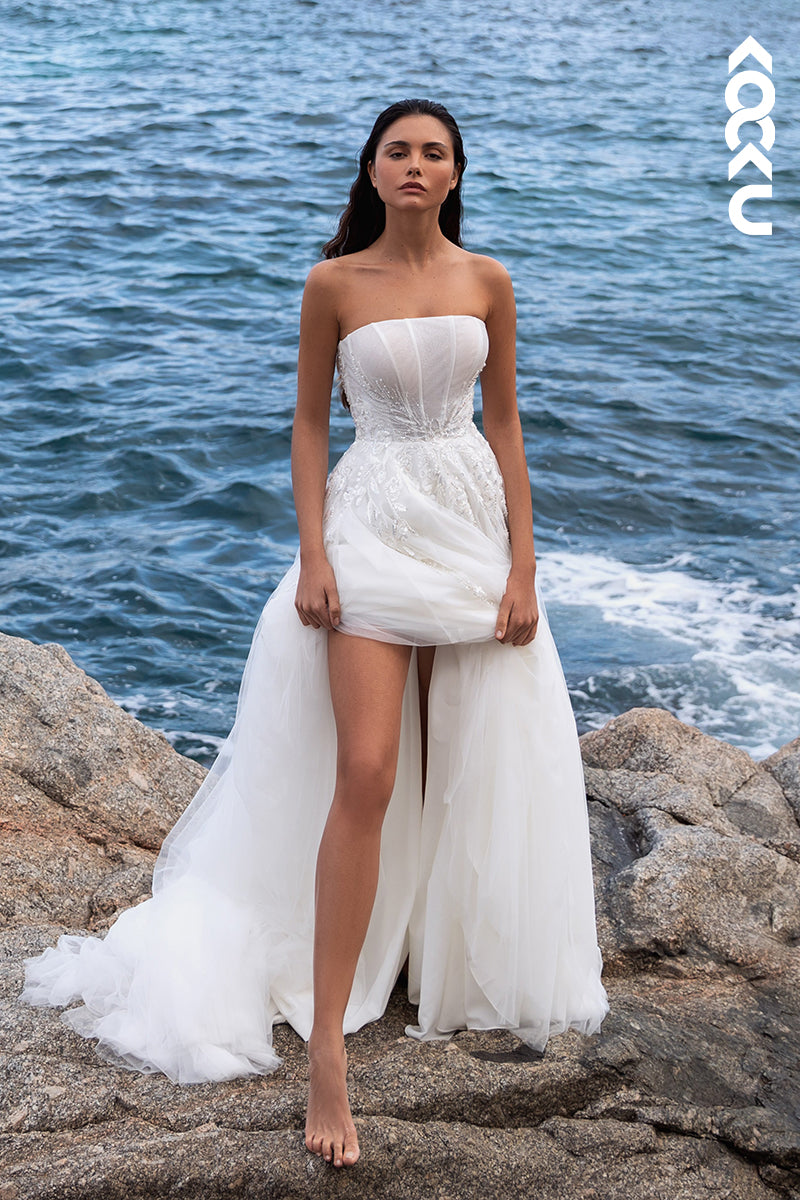 K1986 - Classic & Timeless Off-Shoulder A-line Sleeveless Wedding Tulle Wedding Dress