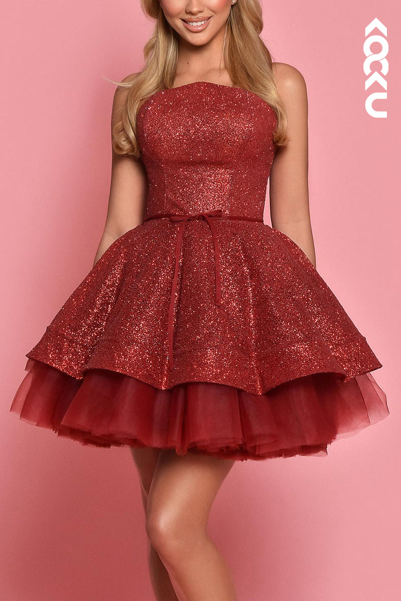 H5747 - Gorgeous & Charming A-Line Ball Gown Sleeveless Sparkly Homecoming Dress