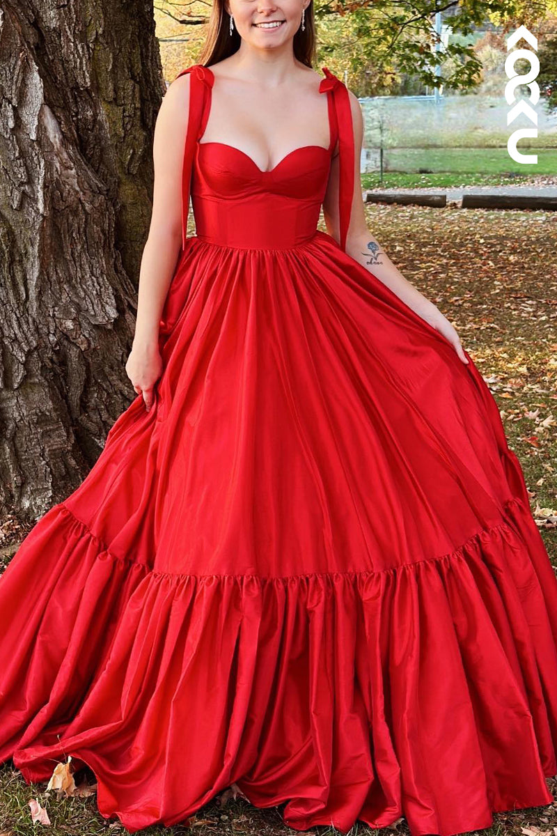 L3029 - Gorgeous & Charming Square Straps A-line Satin Party Prom Dress