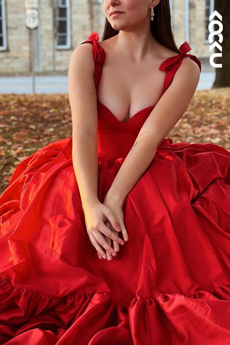 L3029 - Gorgeous & Charming Square Straps A-line Satin Party Prom Dress