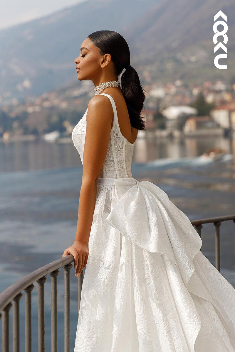 K1941 - ELegant & Simple Straps Square A-line Wedding Dress With Applique