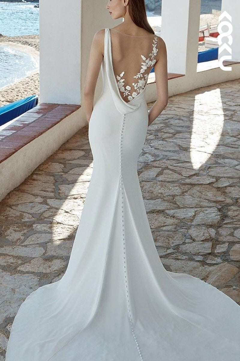 K2083 - Chic & Sexy Sleeveless Backless V-Neck Trumpet/Mermaid Wedding Dress