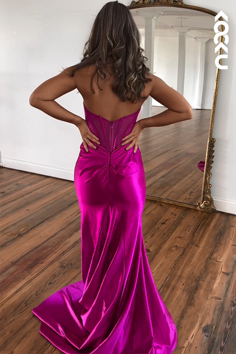 L2566 - Couture & Ornate V-neck Sleevelss Mermaid Side Slit Formal Party Prom Dress