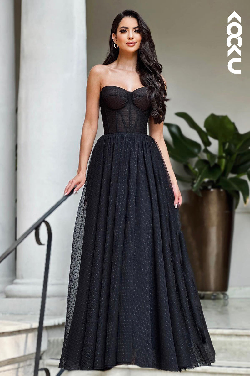 L2180 - A-Line Off- Shoulder Sleeveless Ruched Party Prom Dress