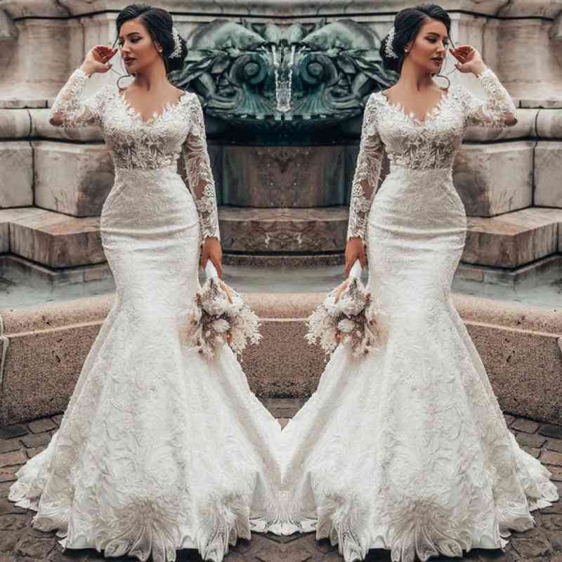 Lace Mermaid Wedding Dress Long Sleeves On Sale