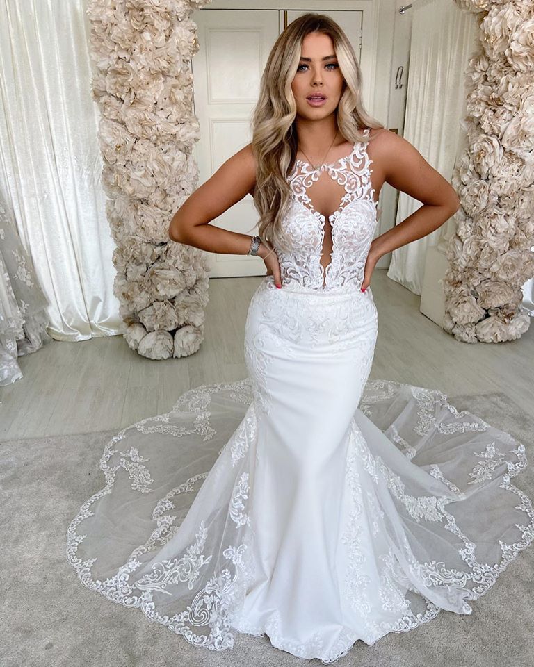 Lace Straps Mermaid Wedding Dresses Bandage Appliques Bridal Gowns