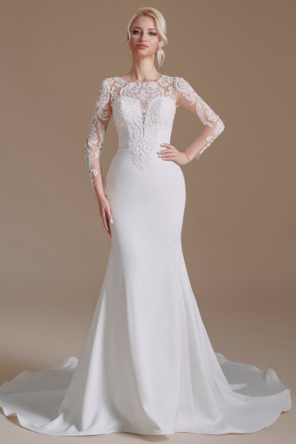 Long Sleeves Mermaid Lace Wedding Dress