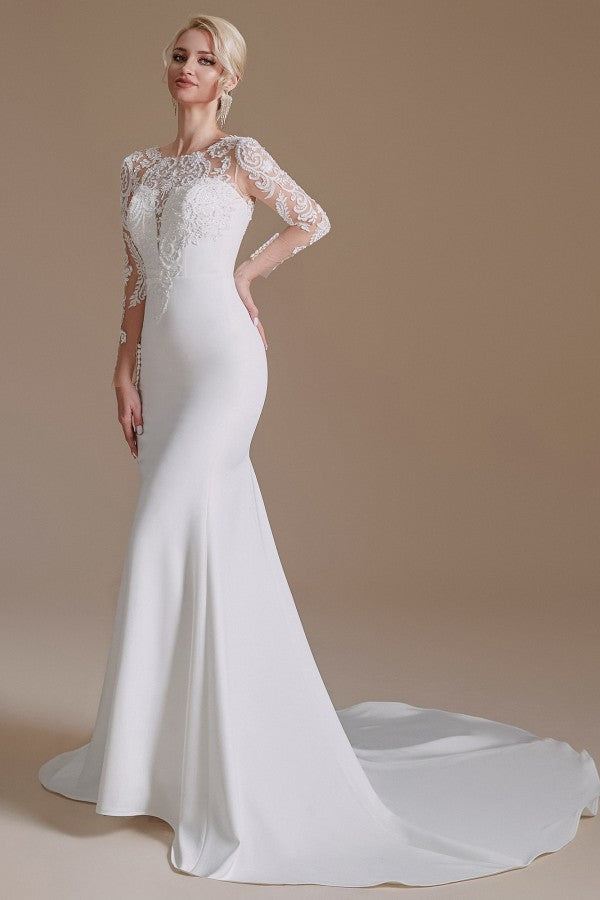 Long Sleeves Mermaid Lace Wedding Dress