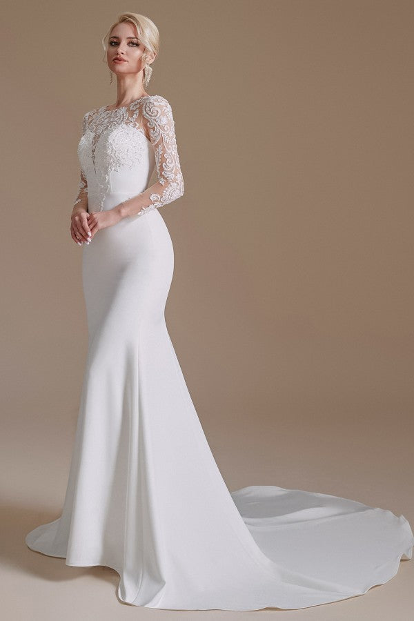 Long Sleeves Mermaid Lace Wedding Dress