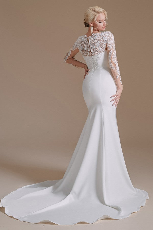 Long Sleeves Mermaid Lace Wedding Dress