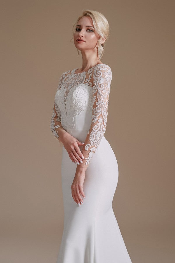 Long Sleeves Mermaid Lace Wedding Dress