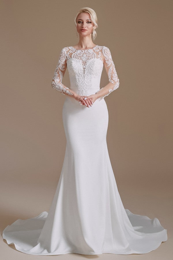 Long Sleeves Mermaid Lace Wedding Dress