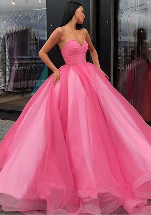 Long/Floor-Length Organza Prom Dress/Evening Dress with Sweetheart Neckline and Bandage Detail