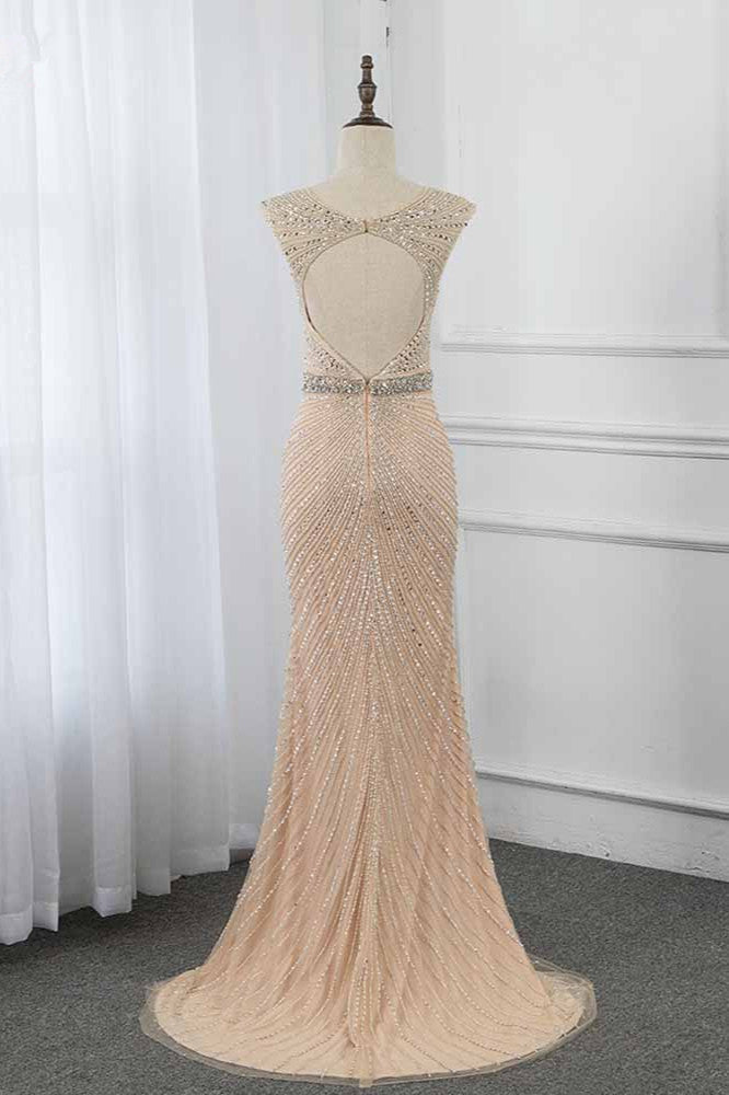 Luxury V-Neck Beadings Mermaid Prom Dresses with Crystals On Sale