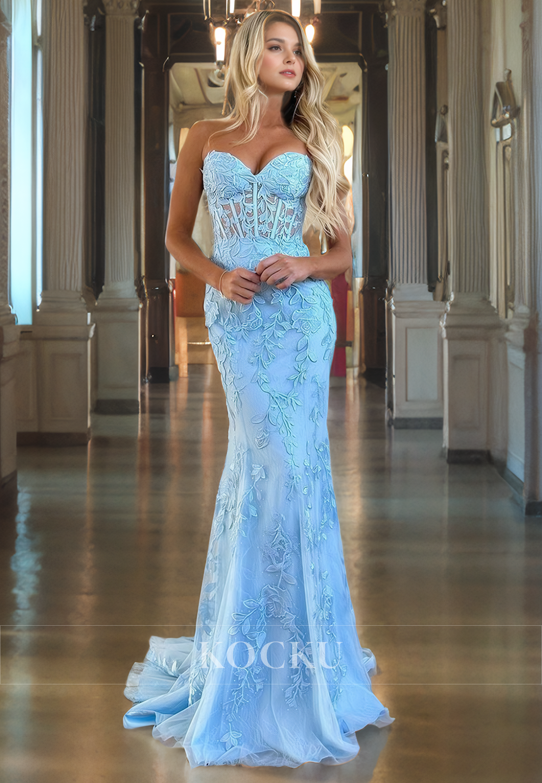 Couture & Ornate Off-Shoulder Sleeveless Mermaid Appliques Evening Party Prom Dress