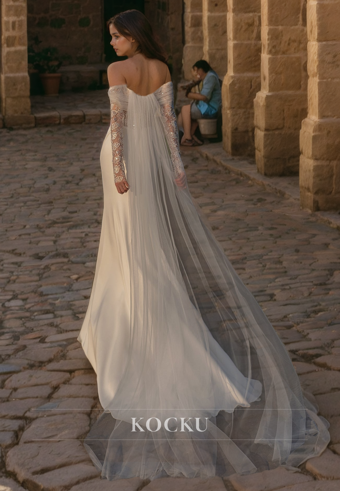 Sexy & Simple Off-Shoulder Mermaid Wedding Dress with Long Sleeves