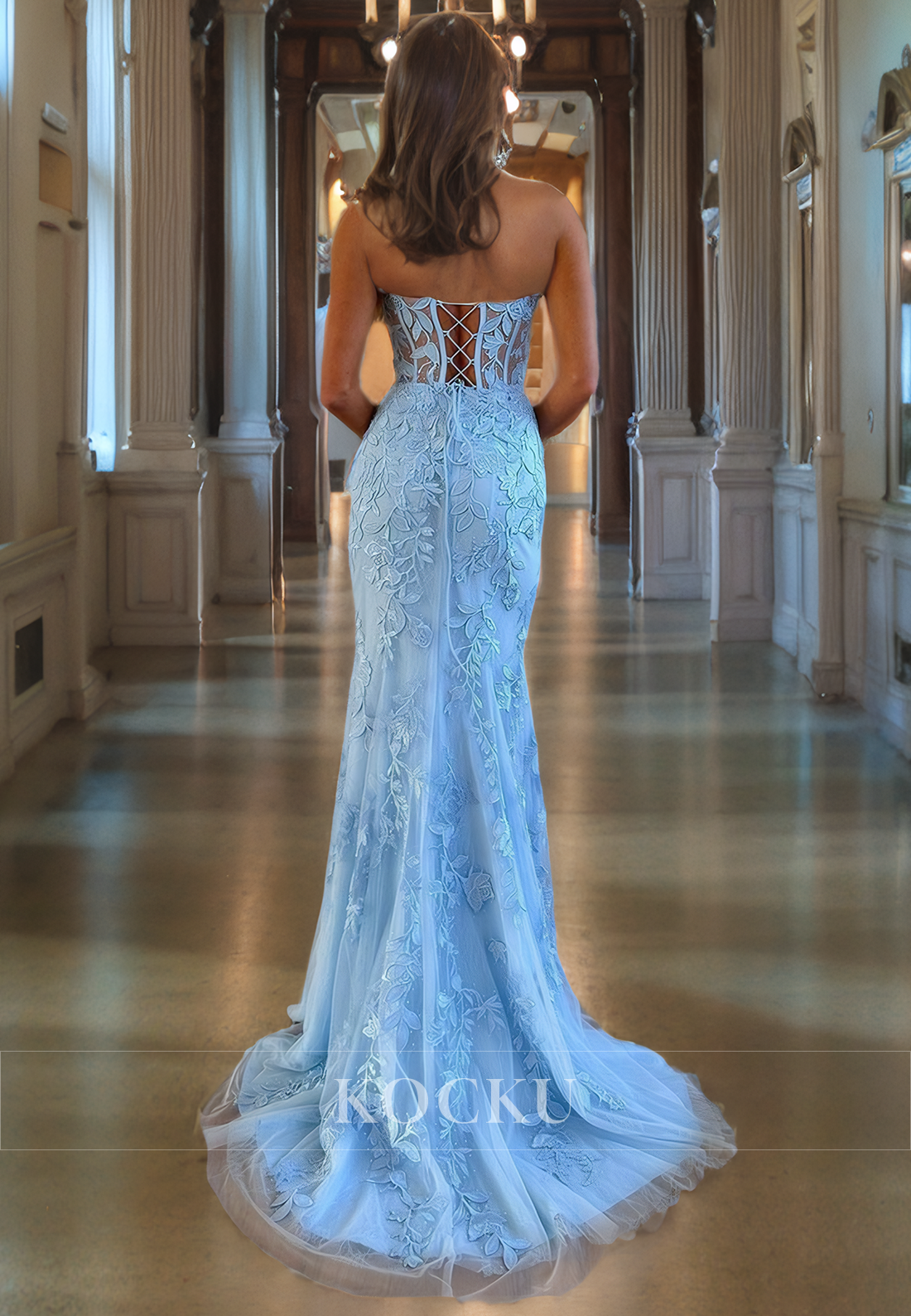 Couture & Ornate Off-Shoulder Sleeveless Mermaid Appliques Evening Party Prom Dress