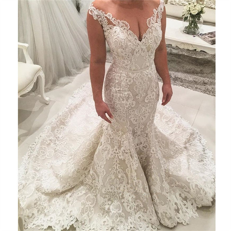 Mermaid Lace Wedding Dresses Sleeveless Classic Dresses for Weddings