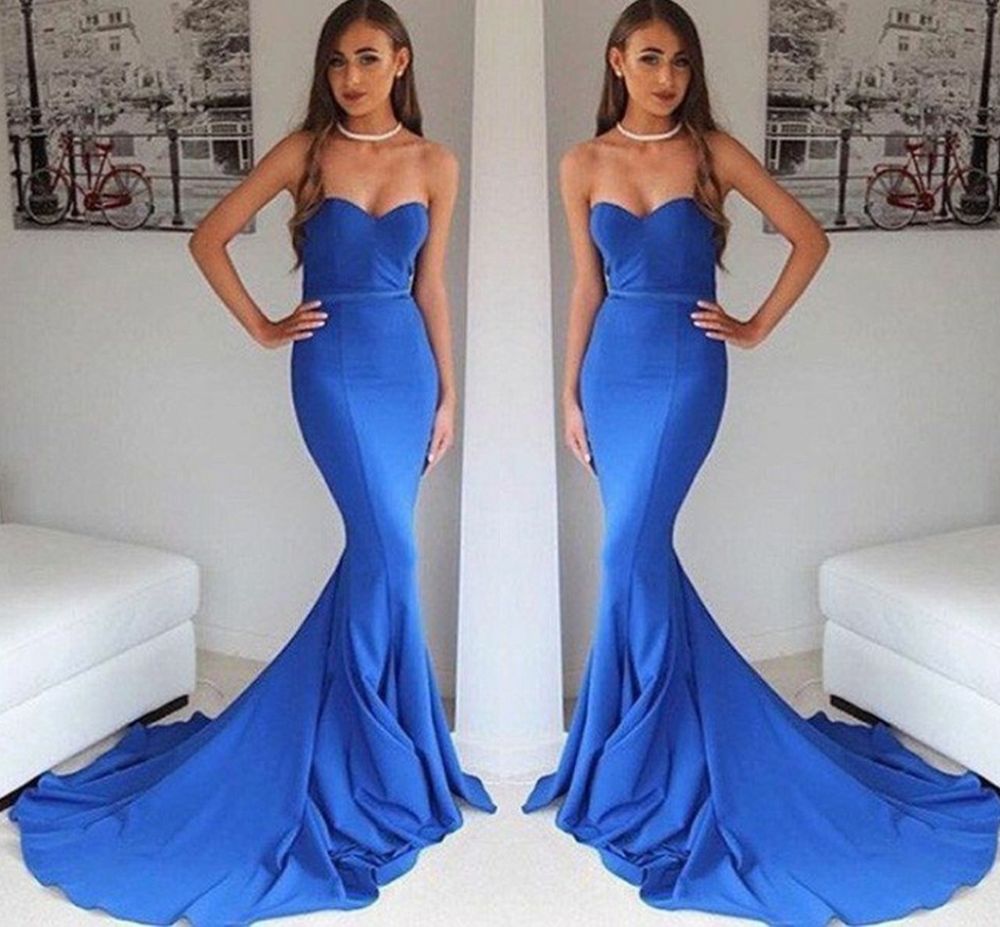 Mermaid Sleeveless Evening Gowns Sweetheart Court Train Formal Dress