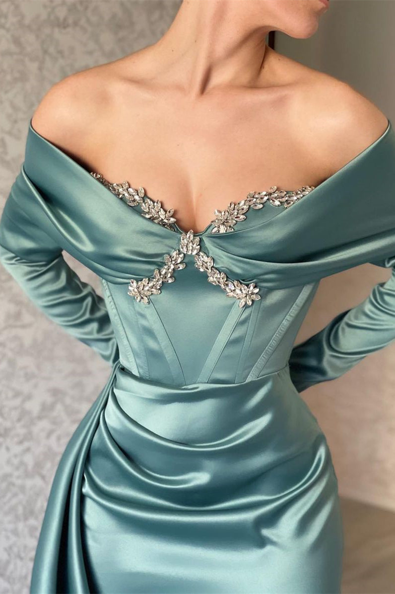 Modern Off-the-shoulder Long Sleeves  Prom Dresses Mermaid Long With