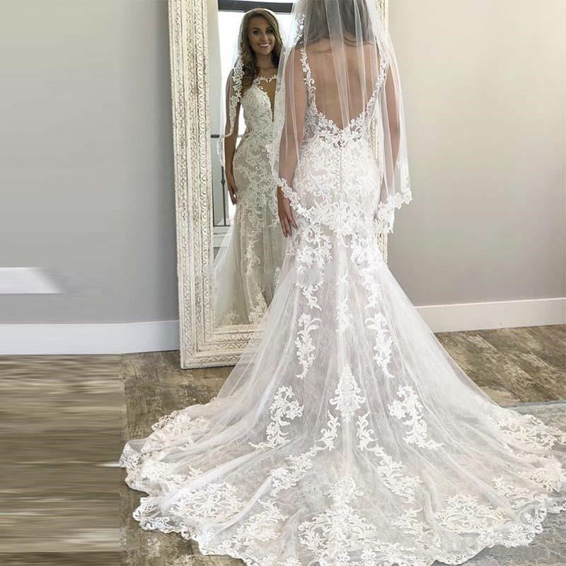 Modern Sleeveless Column Lace Wedding Dress Online