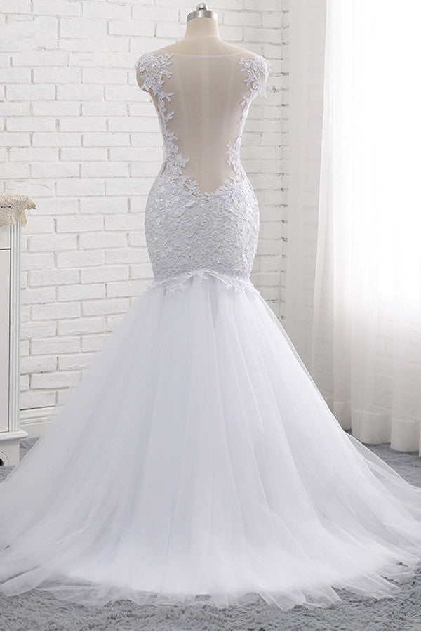 Mordern Straps V-Neck Tulle Lace Wedding Dress Sleeveless Appliques Beadings Bridal Gowns