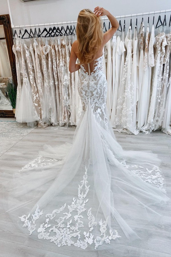 Off-the-Shoulder Lace Bridal Gown Mermaid Appliques