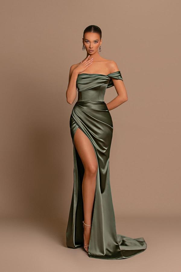 Off-the-Shoulder Prom Dress Mermaid Split Long