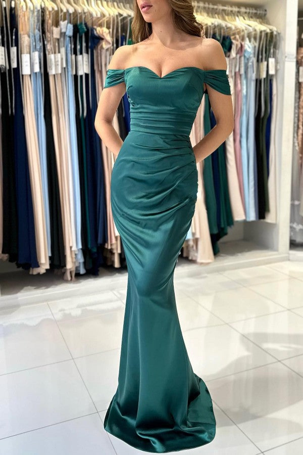 Off-the-Shoulder Prom Dress Mermid Emerald Green