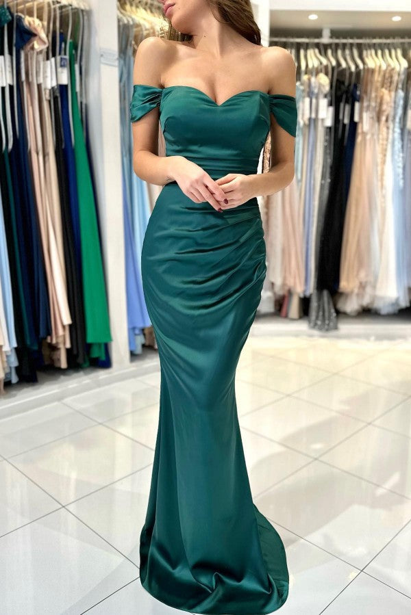 Off-the-Shoulder Prom Dress Mermid Emerald Green