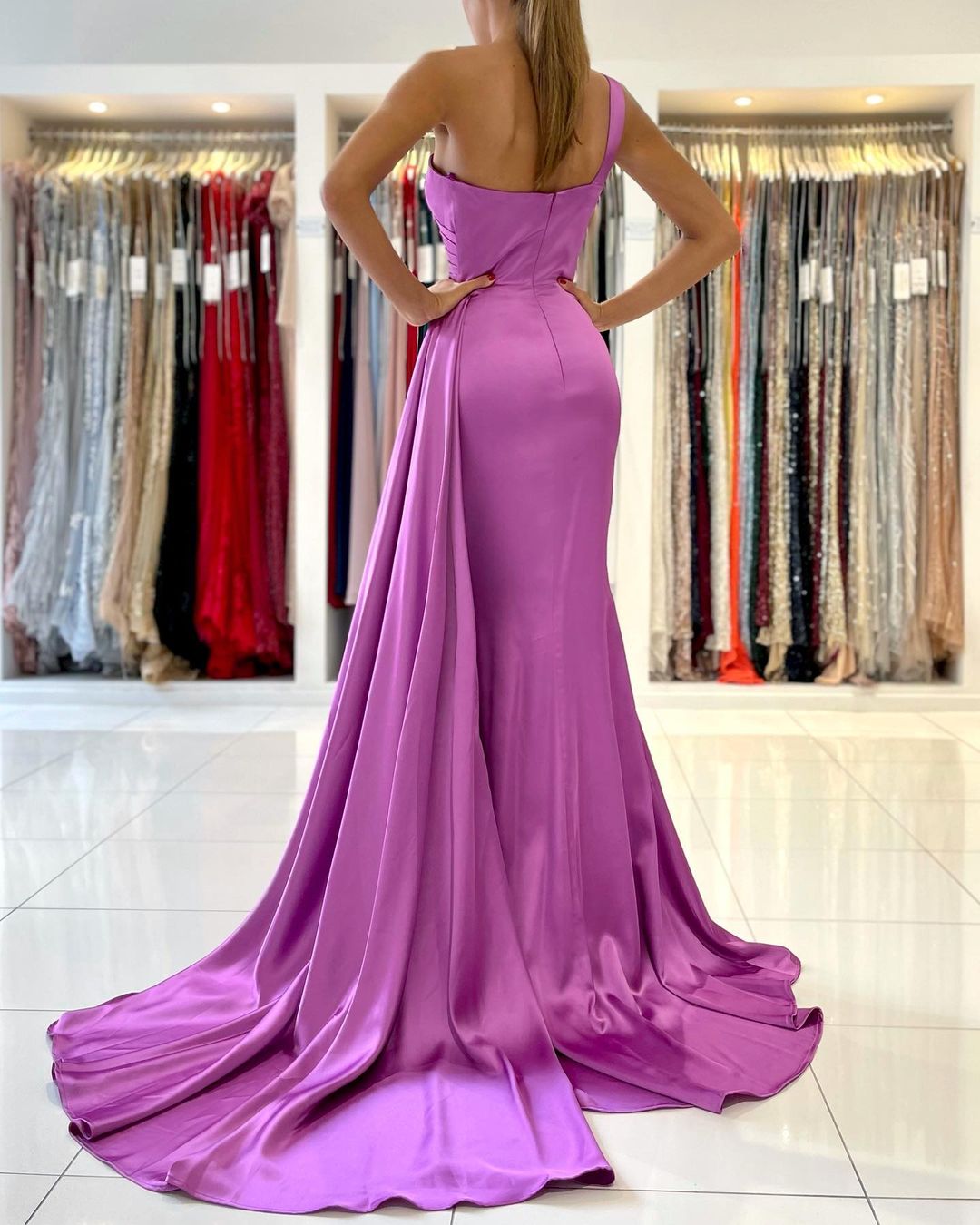 One Shoulder Mermaid Prom Dress With Ruffles