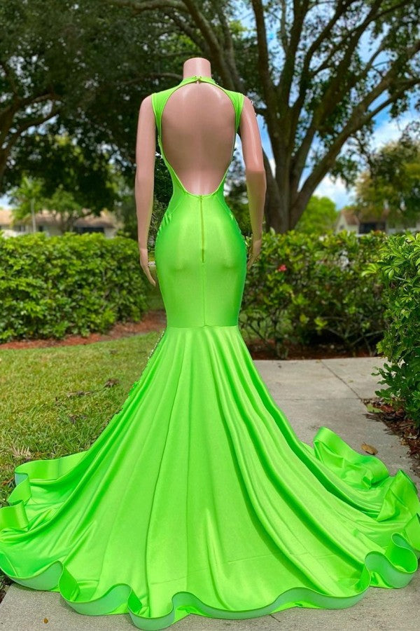 Orange Long Sleeves Prom Dress Mermaid With Beads