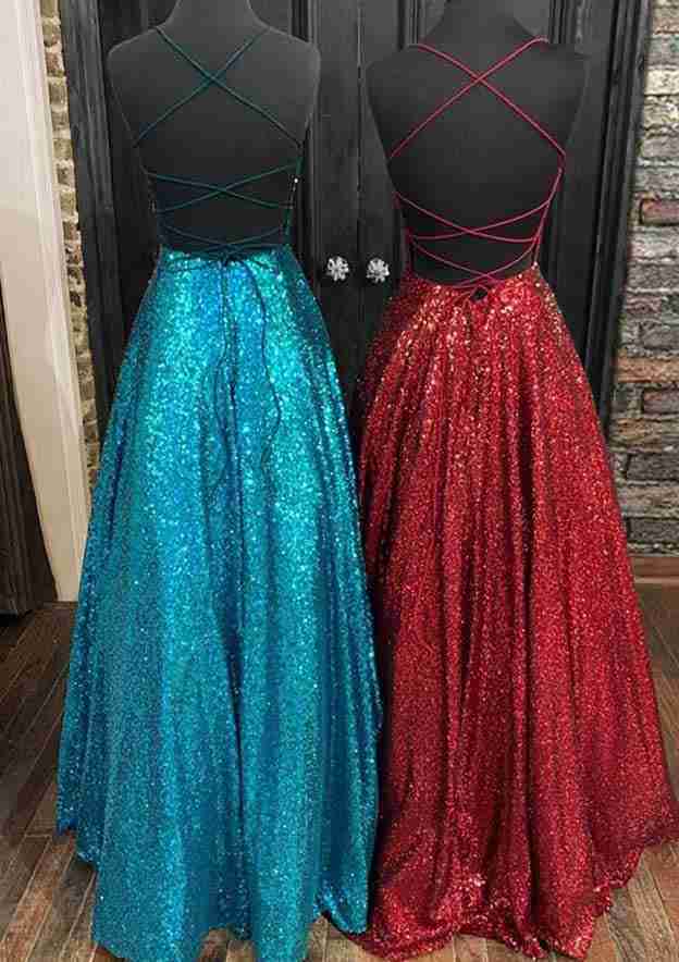 Princess A-Line Bateau Sleeveless Sequined Long/Floor-Length Prom Dress/Evening Dress