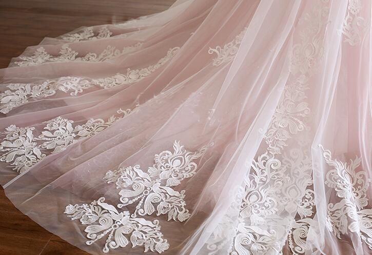 Princess Sweetheart Lace Pink Prom Dress Long Tulle Party Gowns