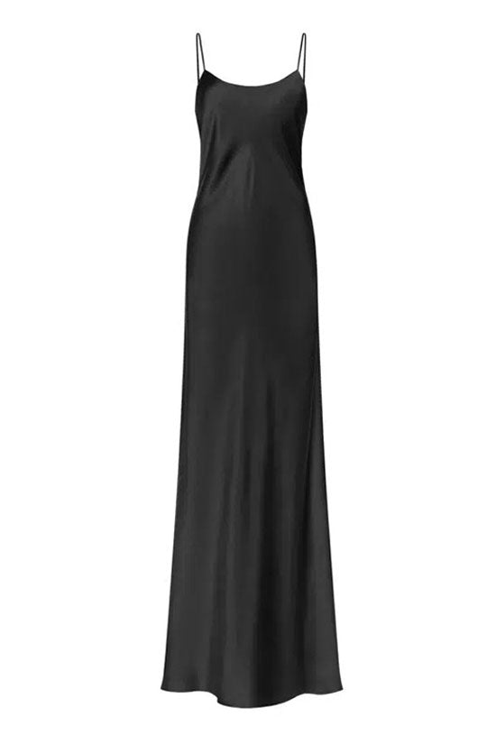 Quiet Luxury Solid Open Back Spaghetti Strap Summer Silk Slip Maxi Dress