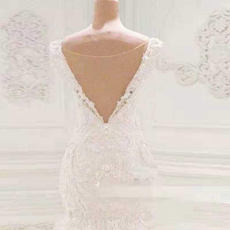 Sexy Off-the-shoulder White Lace Wedding Dresses With Appliques A-line Mermaid Bridal Gowns On Sale