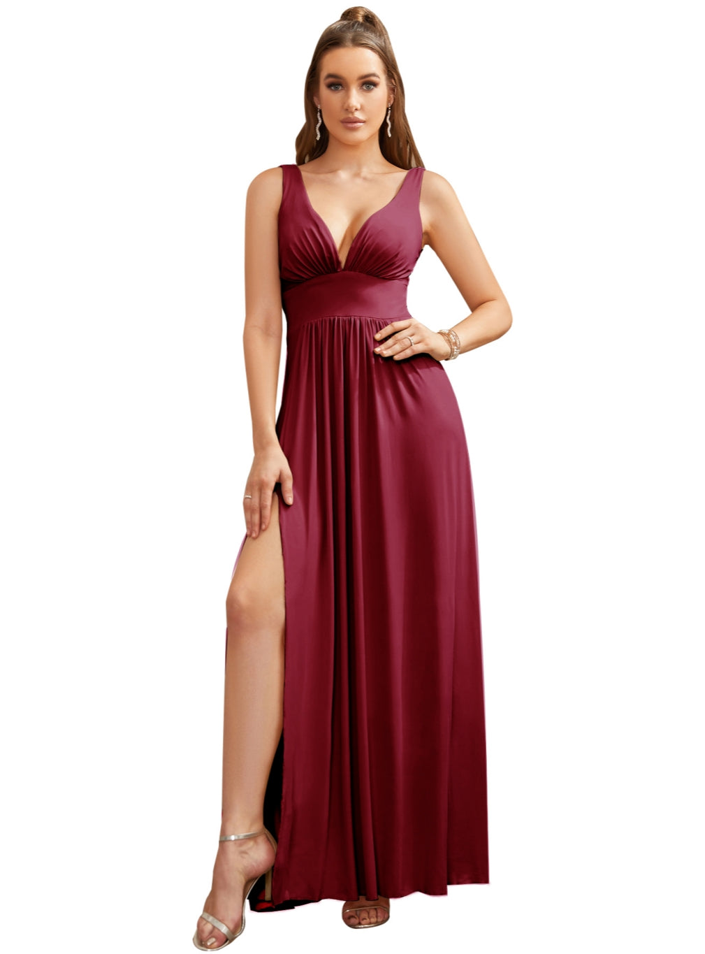 Fabulous Sexy V-Neck Sleeveless Floor Length Dress with Slit