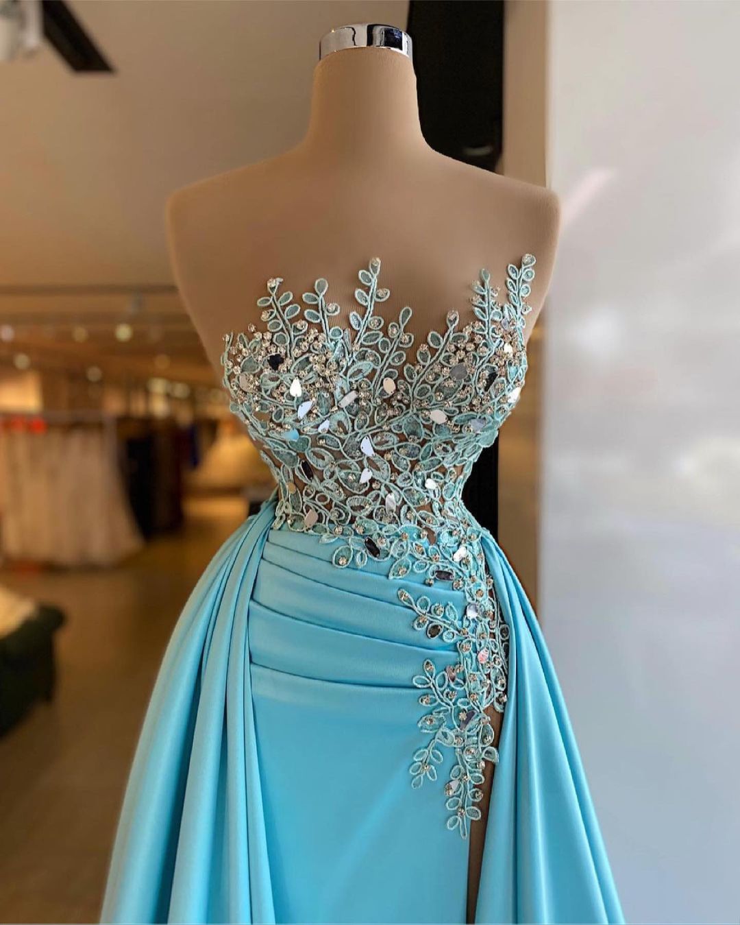 Sleeveless Mermaid Prom Dress Split With Ruffles