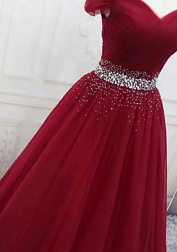 Sparkly Off-the-Shoulder Tulle Ball Gown Prom Dress/Evening Dress