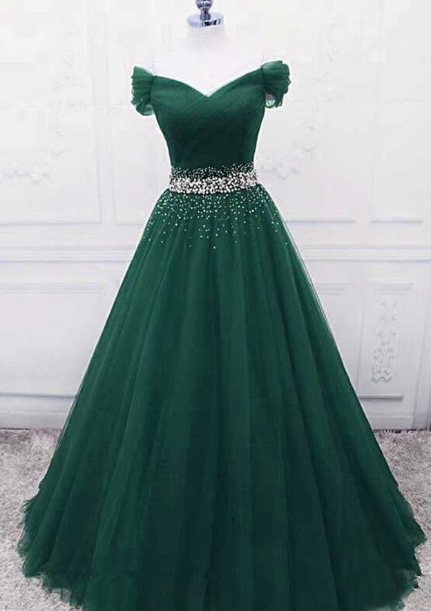 Sparkly Off-the-Shoulder Tulle Ball Gown Prom Dress/Evening Dress