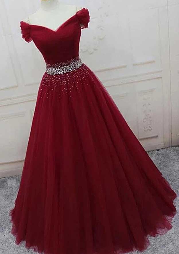 Sparkly Off-the-Shoulder Tulle Ball Gown Prom Dress/Evening Dress