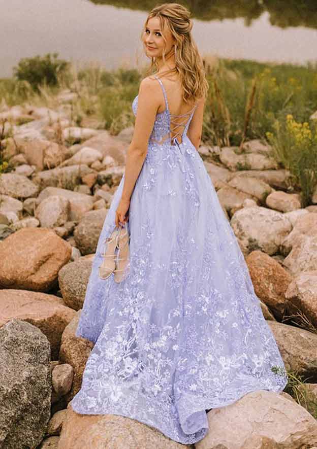 Stunning A-Line Prom Dress/Evening Dress with Appliqued Beading Pockets and Glitter