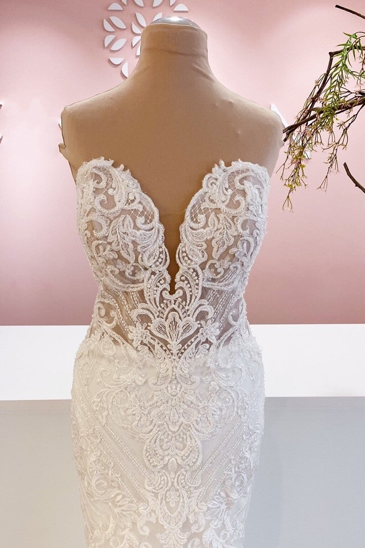 Sweetheart Mermaid Lace Wedding Dress Long Bridal Gowns