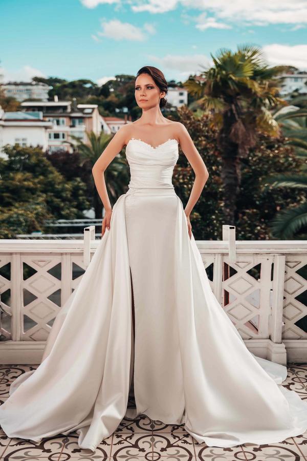 Sweetheart Mermaid Wedding Dress Slit With Detachable Skirt